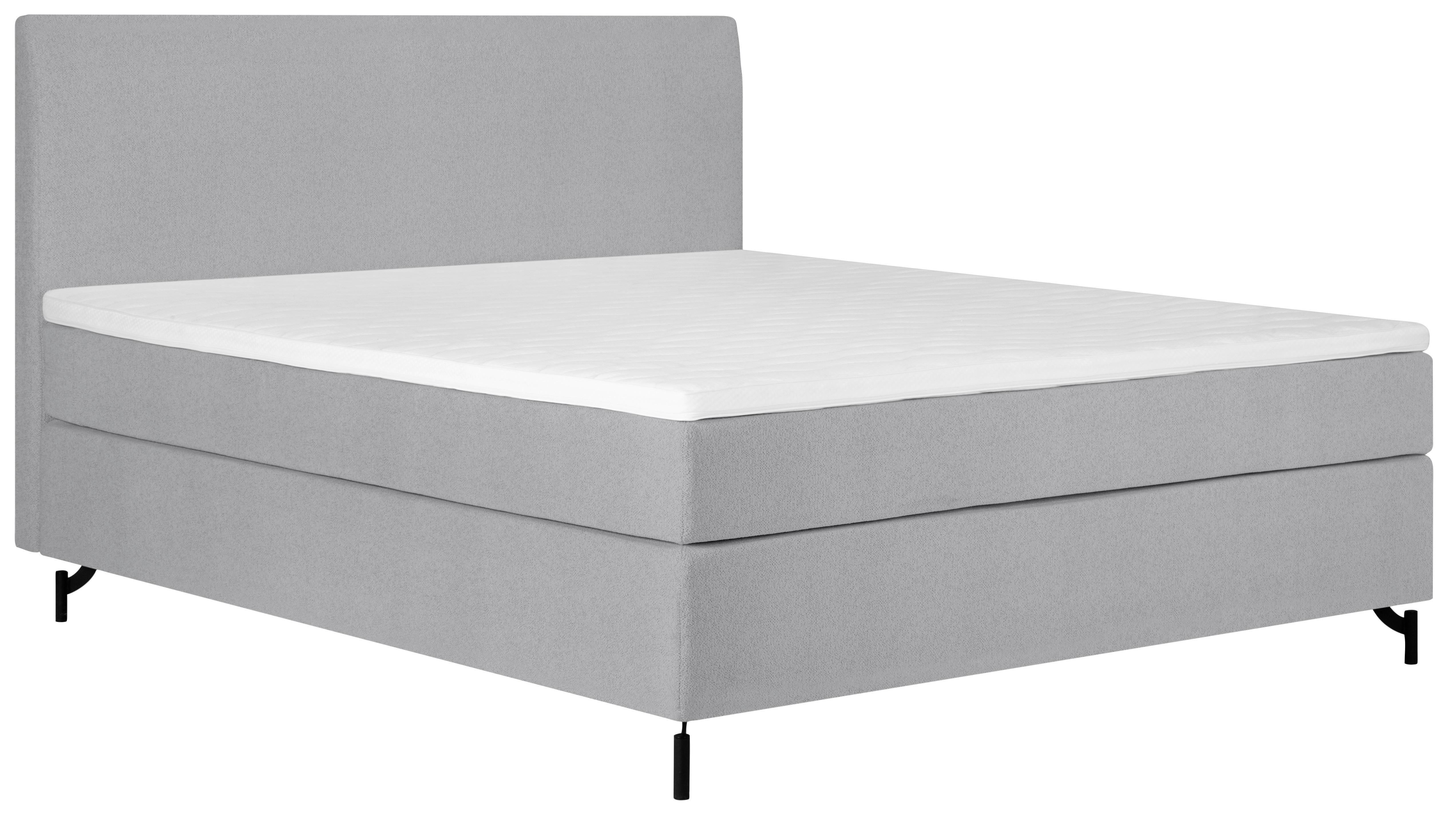 Boxspringbett Linz 140x200 Cm Grau Inkl. Topper - Schwarz/Grau, MODERN, Textil (140/200cm) - MID.YOU