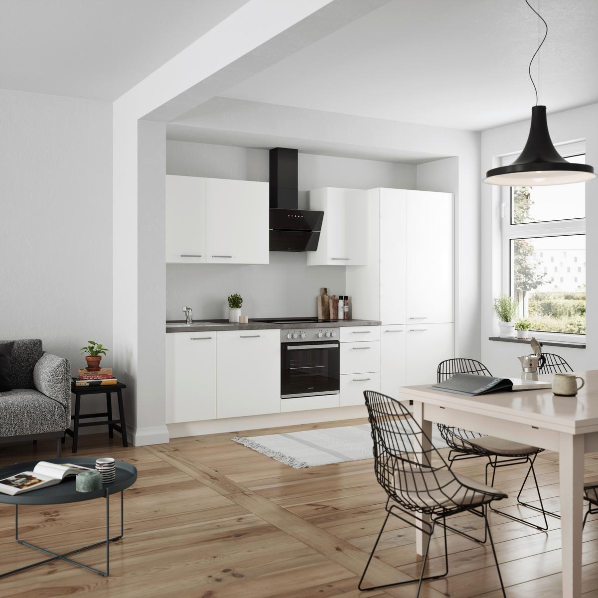 KÜCHENLEERBLOCK TOUCH HIGH - LINE, H7 RECHTS - Weiß/Grau, MODERN, Holzwerkstoff (300cm) - Nobilia