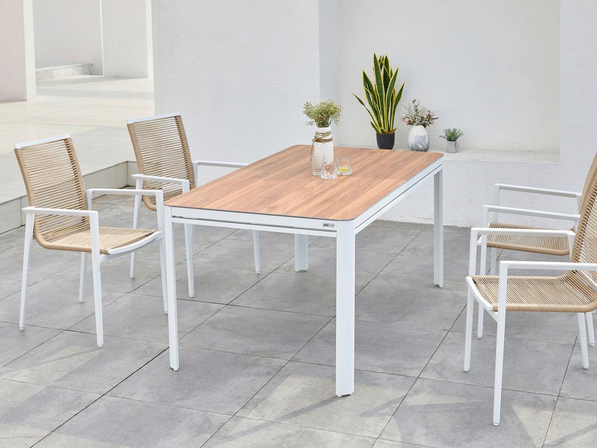 Gartenset Zora 5tlg - Weiß/Teakfarben, MODERN, Metall (160/90/74cm) - Ambia Garden