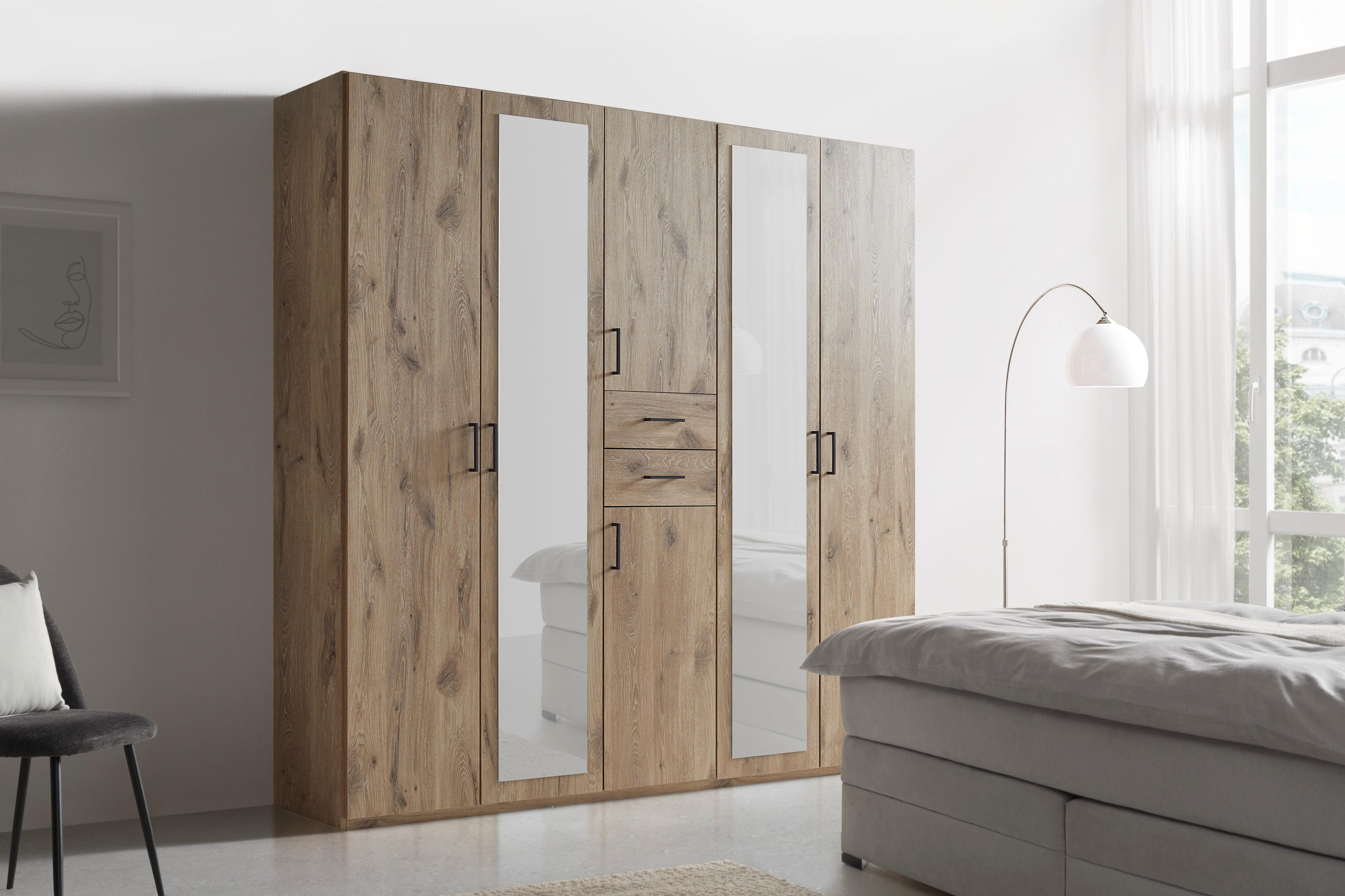 Skriňa s otočnými dverami DILLINGEN - barvy dubu/černá, Konvenční, kompozitní dřevo/plast (225/208/58cm) - Mömax