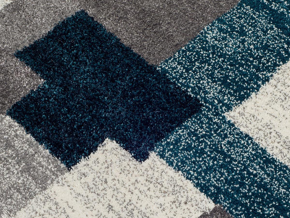 Webteppich Grau/Petrol Astor Grid B/L: 200/290 cm - Petrol/Grau, KONVENTIONELL, Textil (200/290cm) - Novel