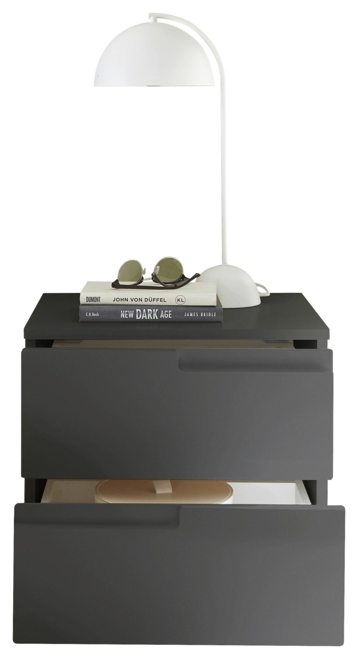 Nachtkästchen Graphitfarben H: 41,7 Cm Spice 2 - Schwarz/Graphitfarben, MODERN, Holzwerkstoff (46,2/41,7/40cm)