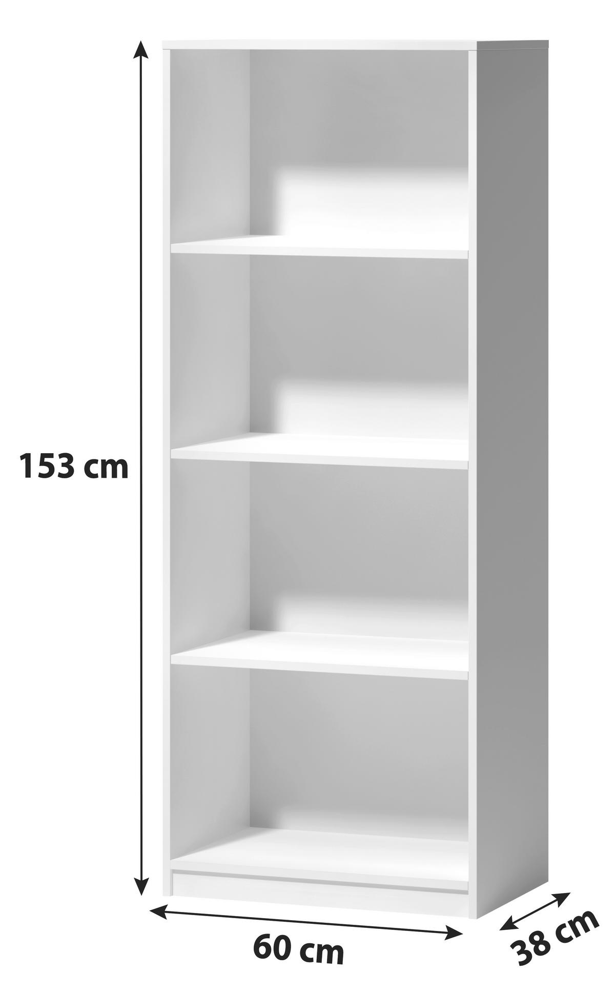 Regál so 4 priehradkami - biely - čierna/biela, Basics, kompozitné drevo/plast (60/153/38cm) - P & B