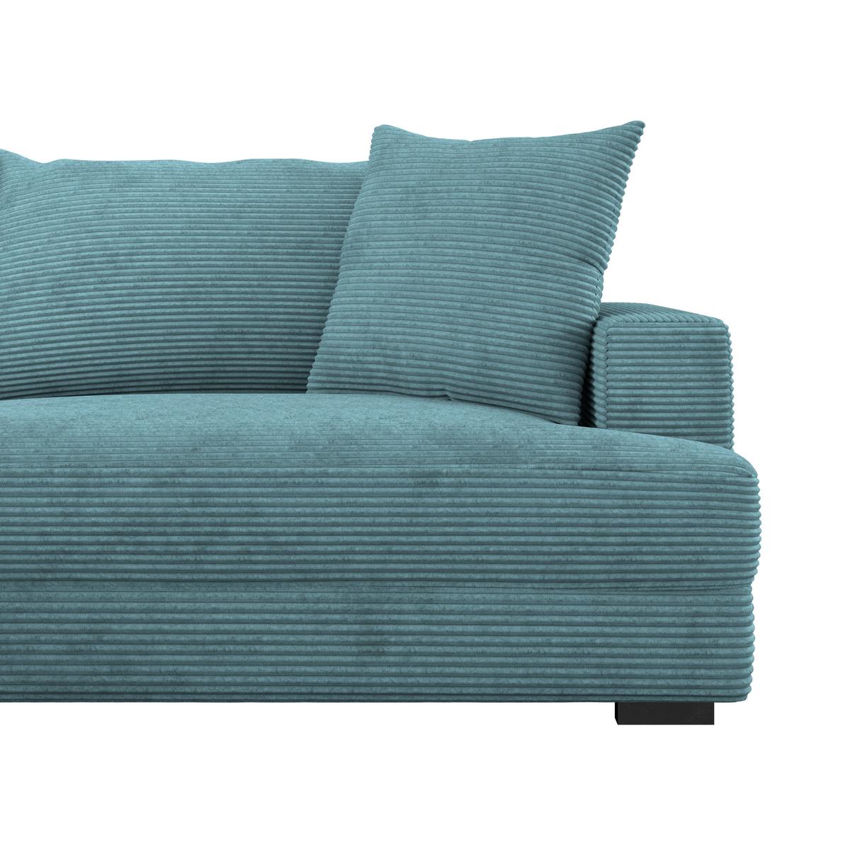 Ecksofa Pelle mit Kissen Türkis Cord 180x265 cm - Türkis/Schwarz, MODERN, Textil (180/265cm)