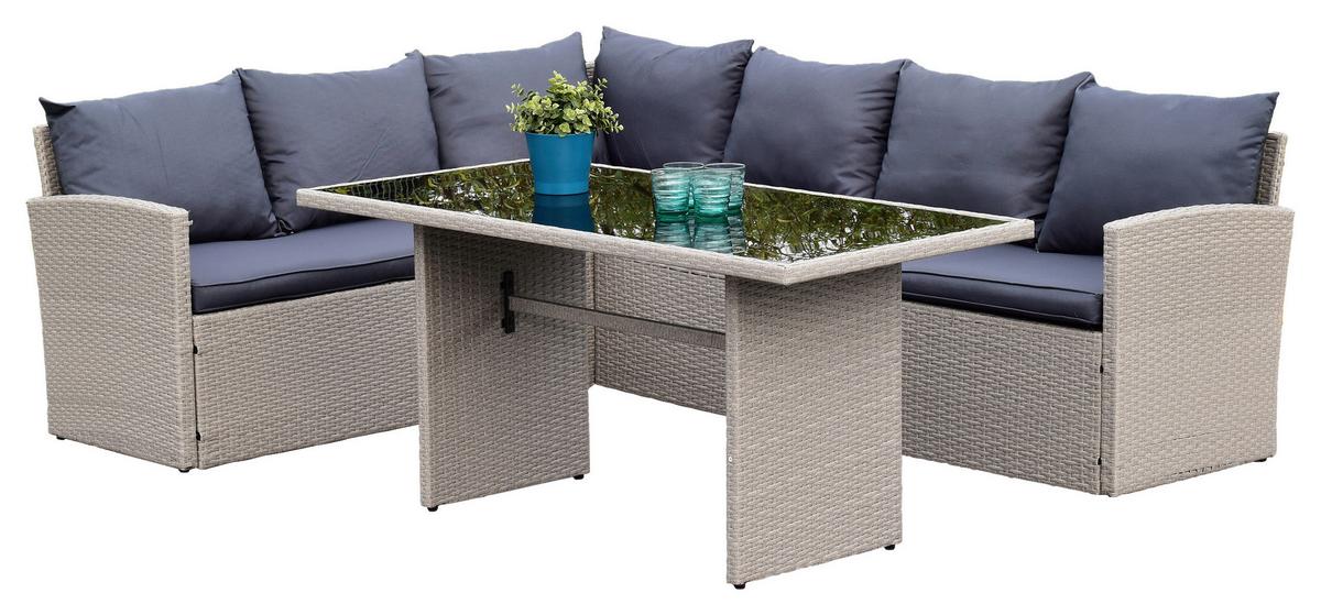 Gartenset Lanzarote - Grau, MODERN, Kunststoff/Textil - Gardenson