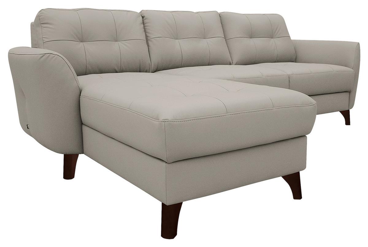 Ecksofa Nordic Plantinfarben S: 168x238 cm - Platinfarben/Buchefarben, Design, Leder/Textil (168/238cm) - Livetastic