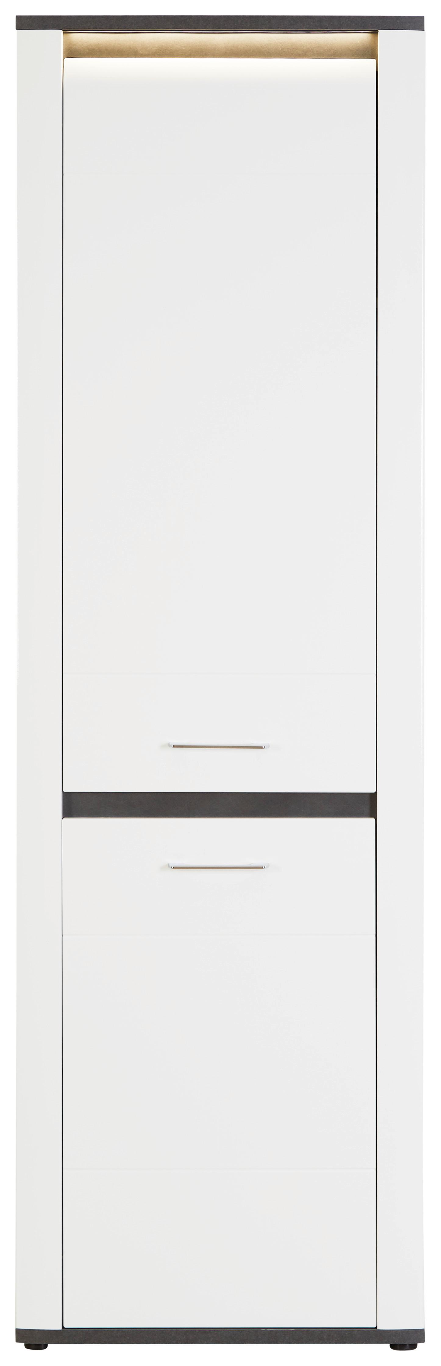Mehrzweckschrank Alassio Weiß BxH 61,7x200 cm inkl. LED - Graphitfarben/Weiß, MODERN, Holzwerkstoff (61,7cm) - Luca Bessoni