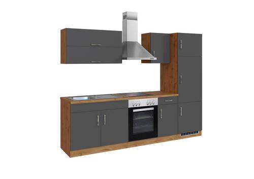 Küchenzeile Sorrento Mit Geräten B: 270 cm Anthrazit - Anthrazit/Eiche Wotan, MODERN, Holzwerkstoff (270cm) - Held