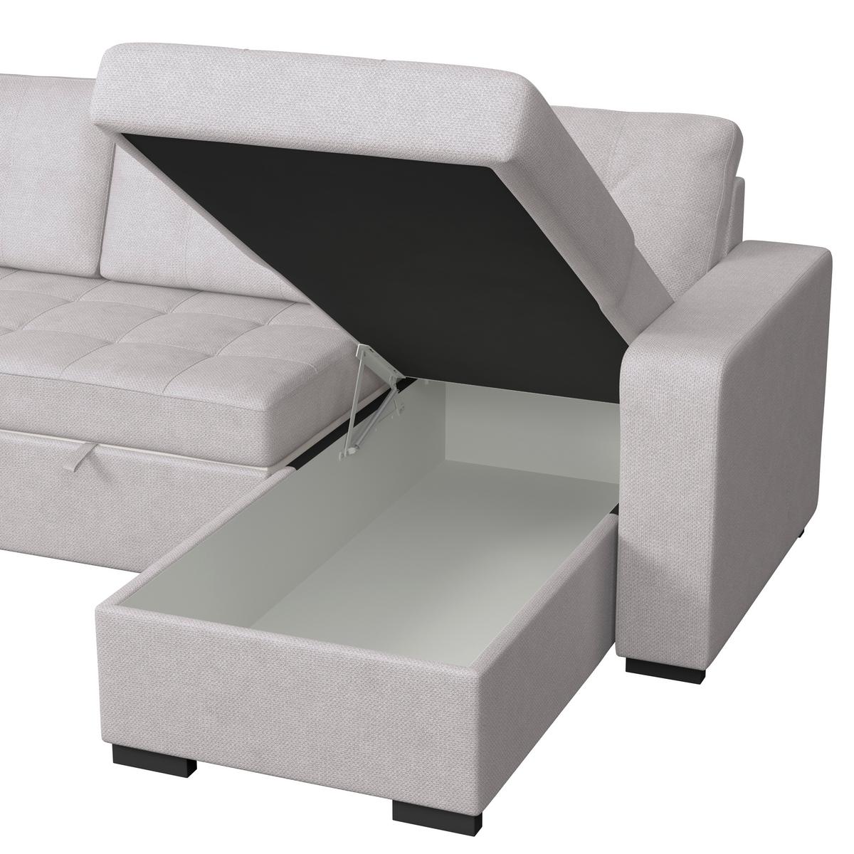 Ecksofa Turin Silberfarben, 239x160cm - Silberfarben, Trend, Holz/Textil (239/160cm)