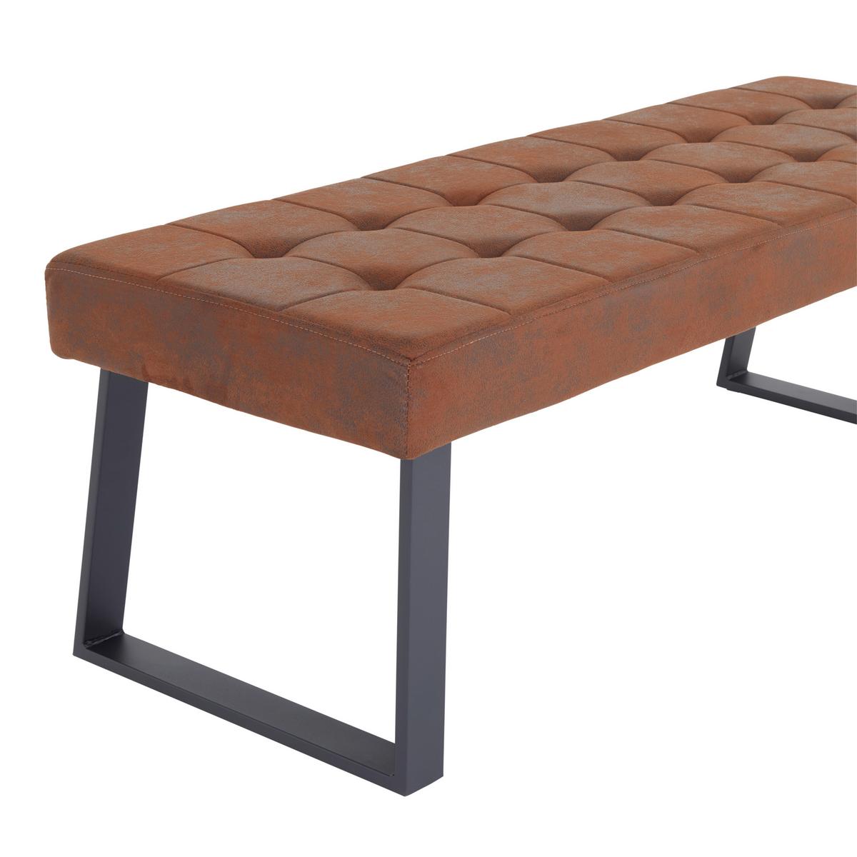 Sitzbank Brekke - Schwarz/Braun, MODERN, Textil/Metall (140/49/48cm) - MID.YOU