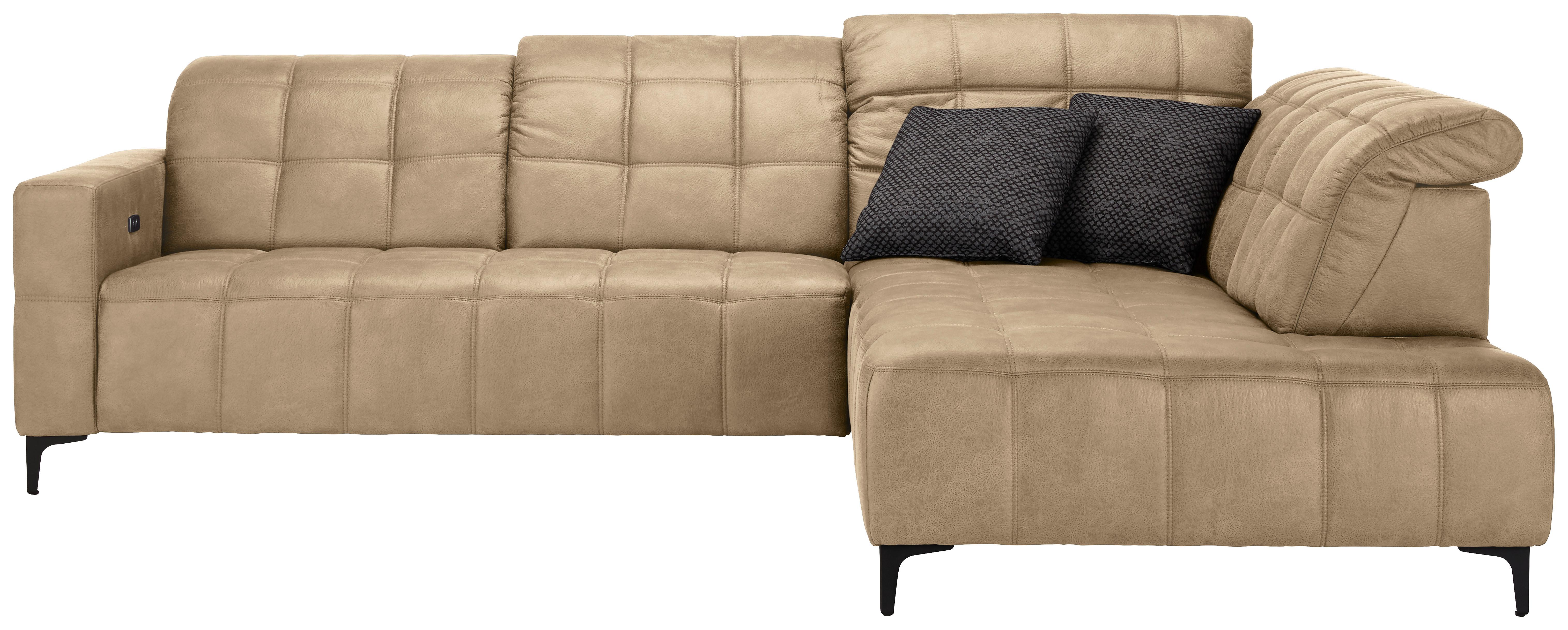 Rohová sedačka PANAMA, pravá, béžová - černá/béžová, Konvenční, kov/textil (304/216cm) - Premium Living