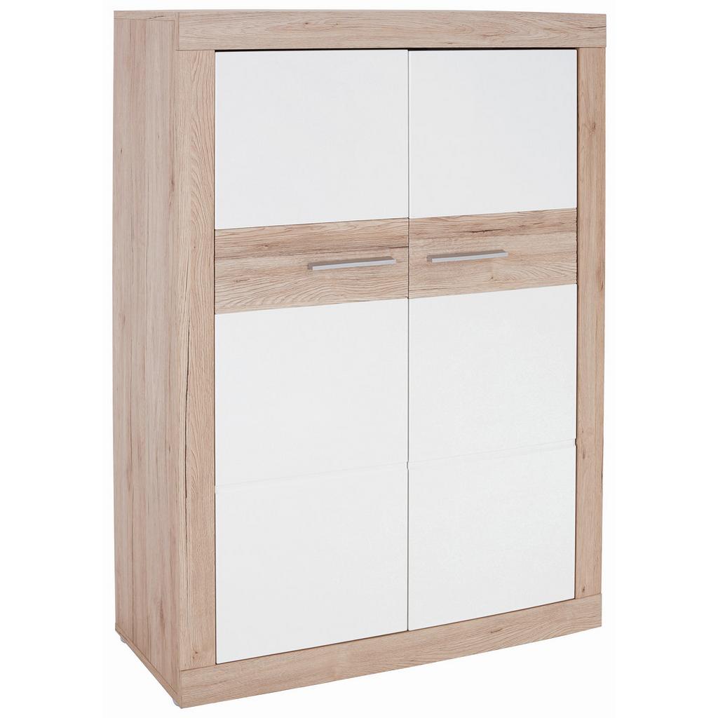 Highboard B: 96 cm Malta, San Remo Eiche Dekor/Weiß