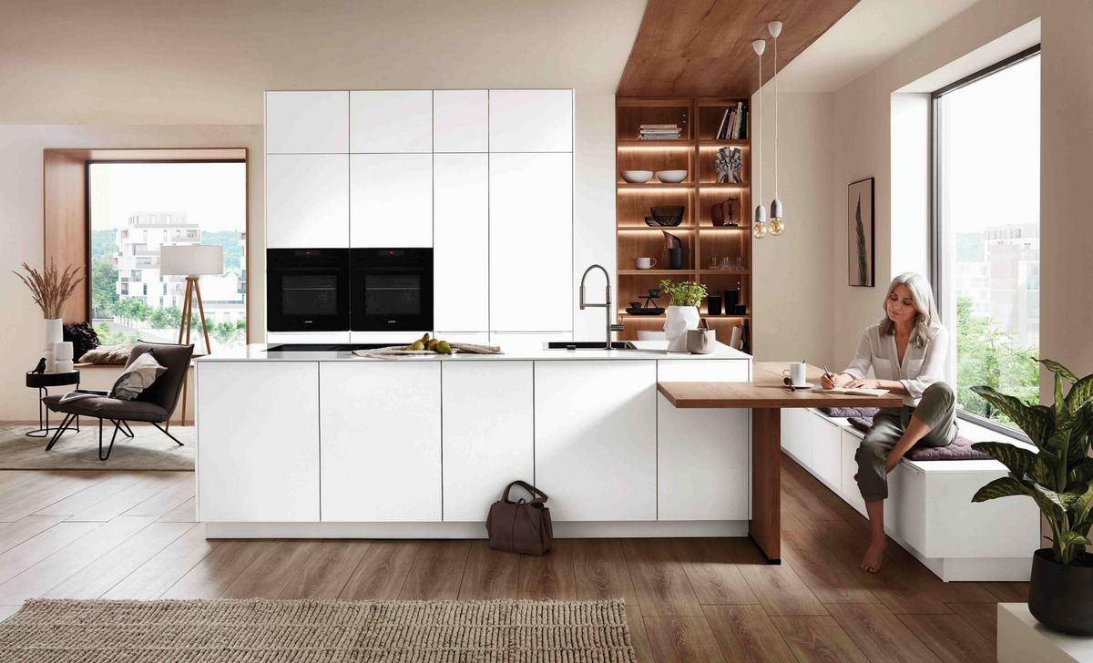 Einbauküche Eastbourne Frei Planbar Grifflose Küche - Weiß, MODERN, Holzwerkstoff - Vertico