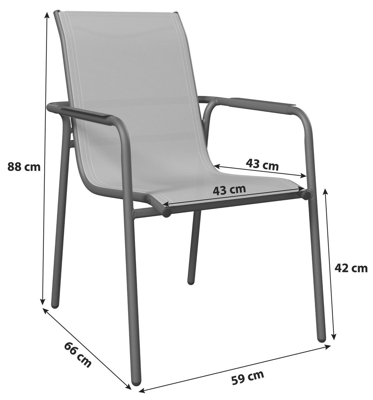 Gartengarnitur für 6 Personen Madrid Metall, Glasplatte - Dunkelgrau/Beige, MODERN, Glas/Textil - Beldano