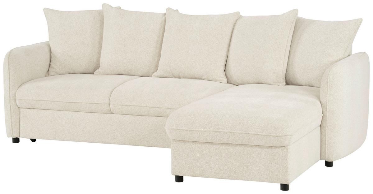 Ecksofa Costo Creme S: 254 cm - Creme/Schwarz, Design, Textil (254/160cm) - MID.YOU