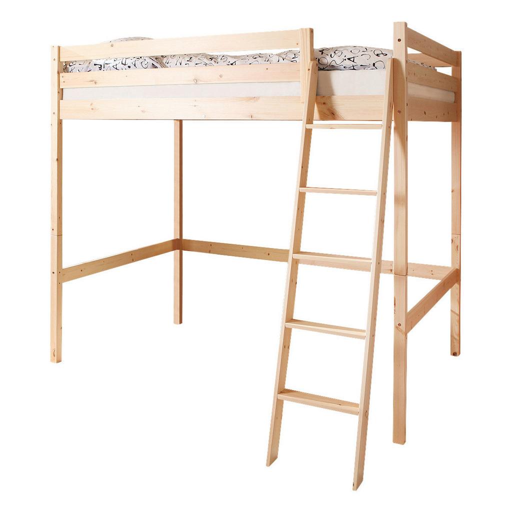 Hochbett Matthias Natur Kiefer Massiv 140 Cm Mit Leiter