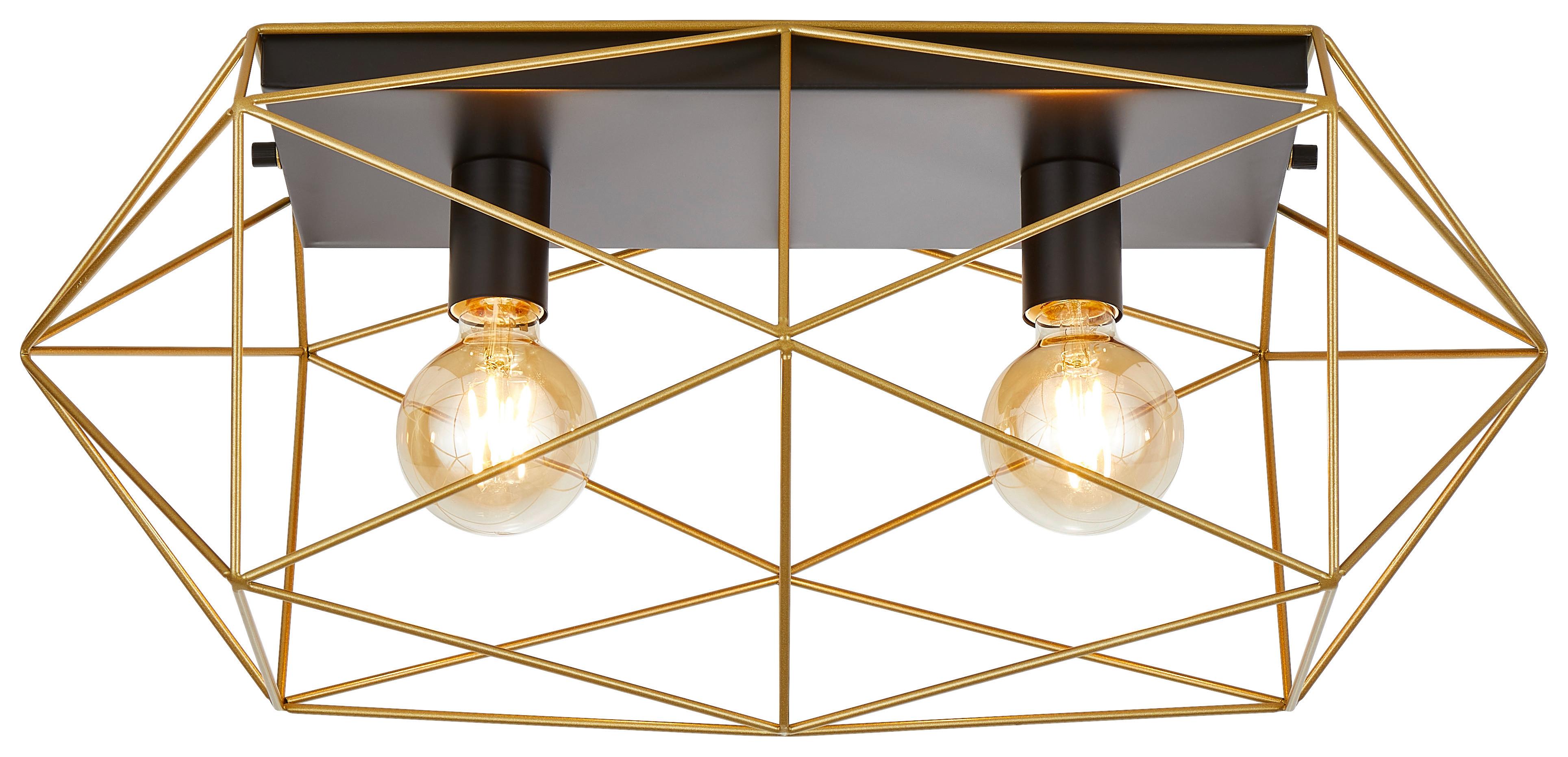 Deckenleuchte Abraxas L: 60 Cm 2-Flammig Quadratisch - Goldfarben/Schwarz, Design, Metall (26,5/60/30cm)