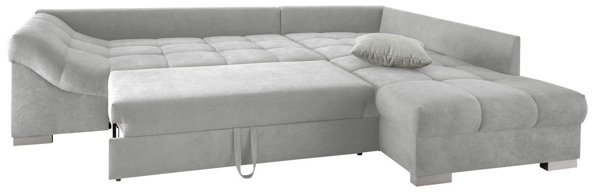 Eckschlafsofa Alvito Silberfarben S: 298/202 cm - Silberfarben, Design, Textil (298/202cm) - MID.YOU