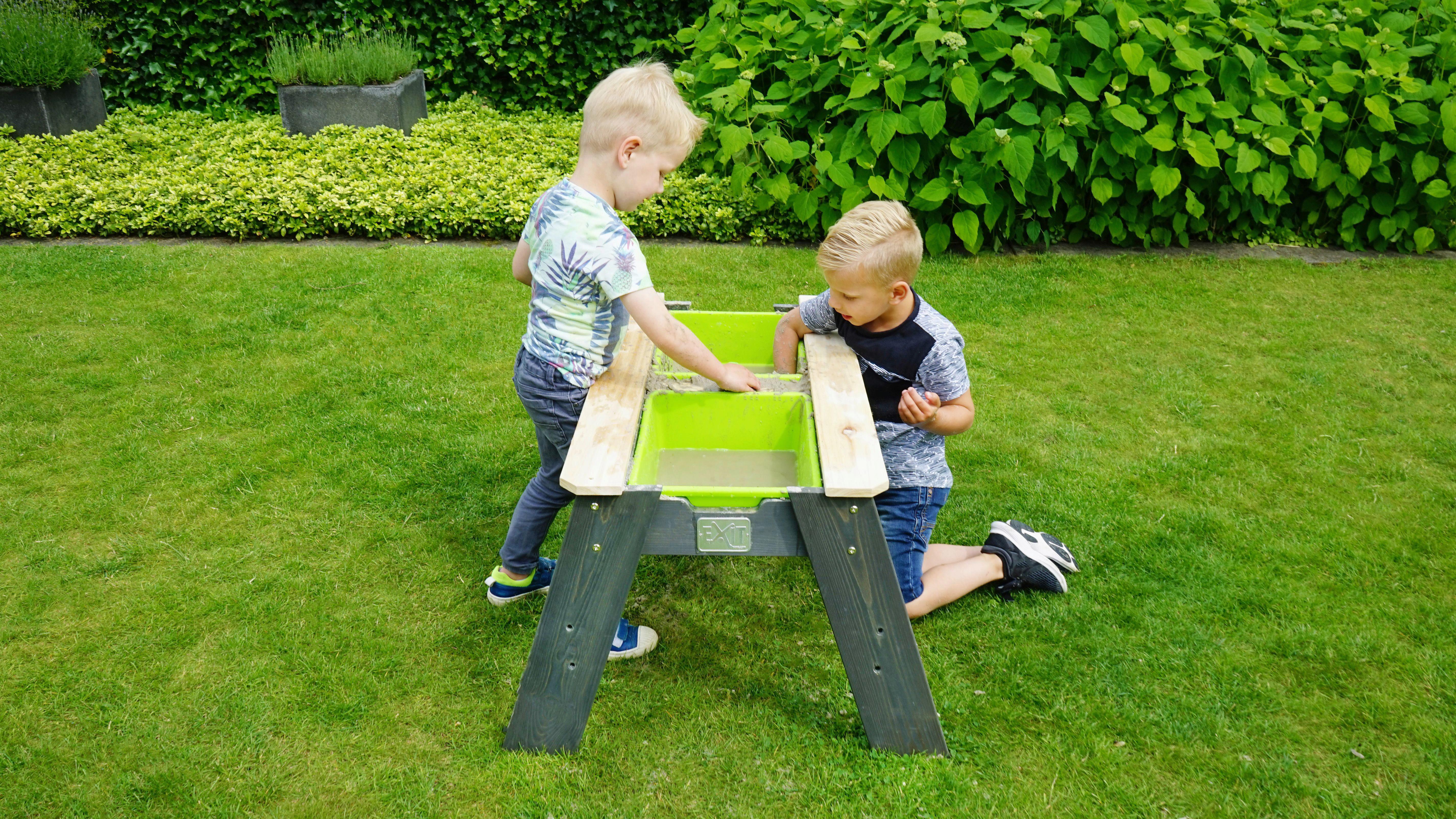 Sand- Und Wassertisch Exit Echtholz Lb: 69x94 Cm Grau - Grau/Grün, KONVENTIONELL, Holz/Kunststoff (69/94/50cm) - EXIT Toys