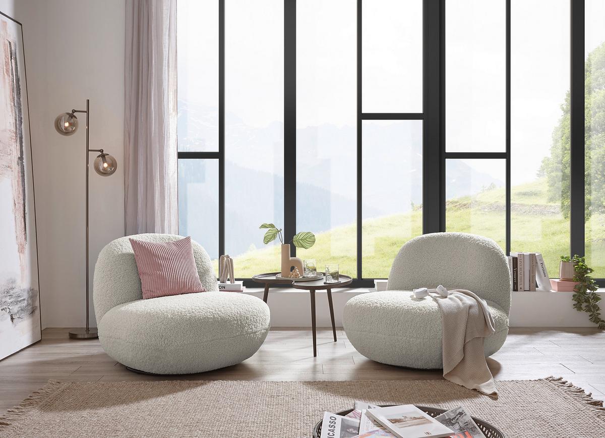 Sessel Chris Creme B: 85 Cm - Creme/Schwarz, MODERN, Textil (85/70/99cm) - MID.YOU