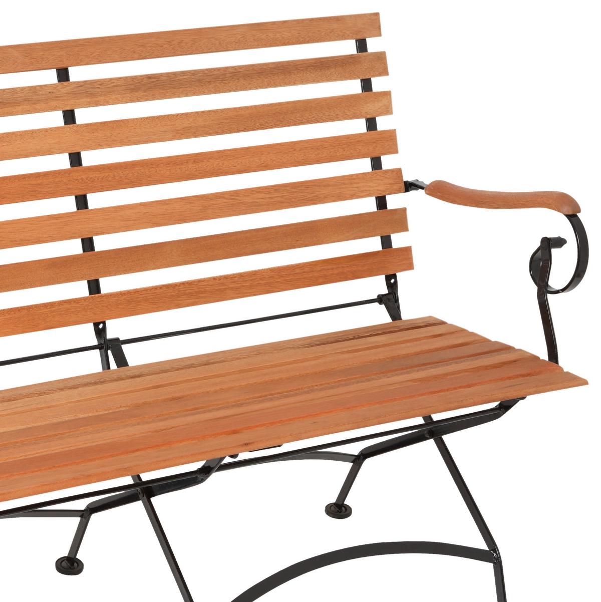 Gartenbank Schlossgarten 2-Sitzer - Naturfarben, ROMANTIK / LANDHAUS, Holz/Metall (125/58/85cm) - Gardenson