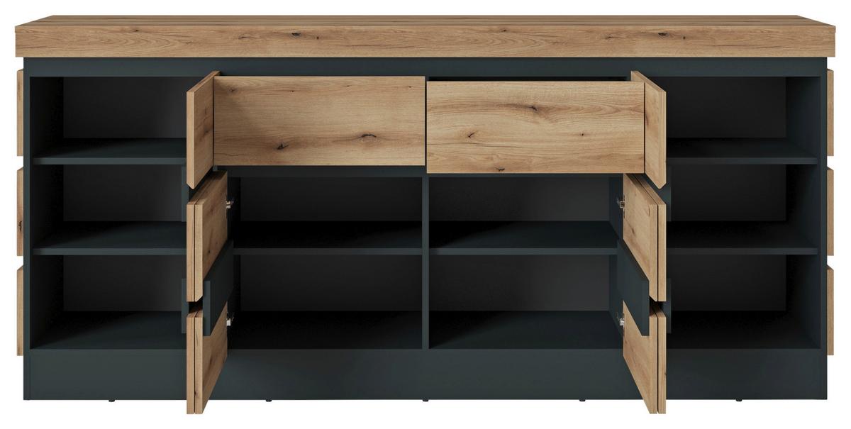 Sideboard Corte Grau/Eiche Dekor B: 201,2 cm - Eichefarben/Grau, Trend, Holzwerkstoff (201,2/92,5/45cm)