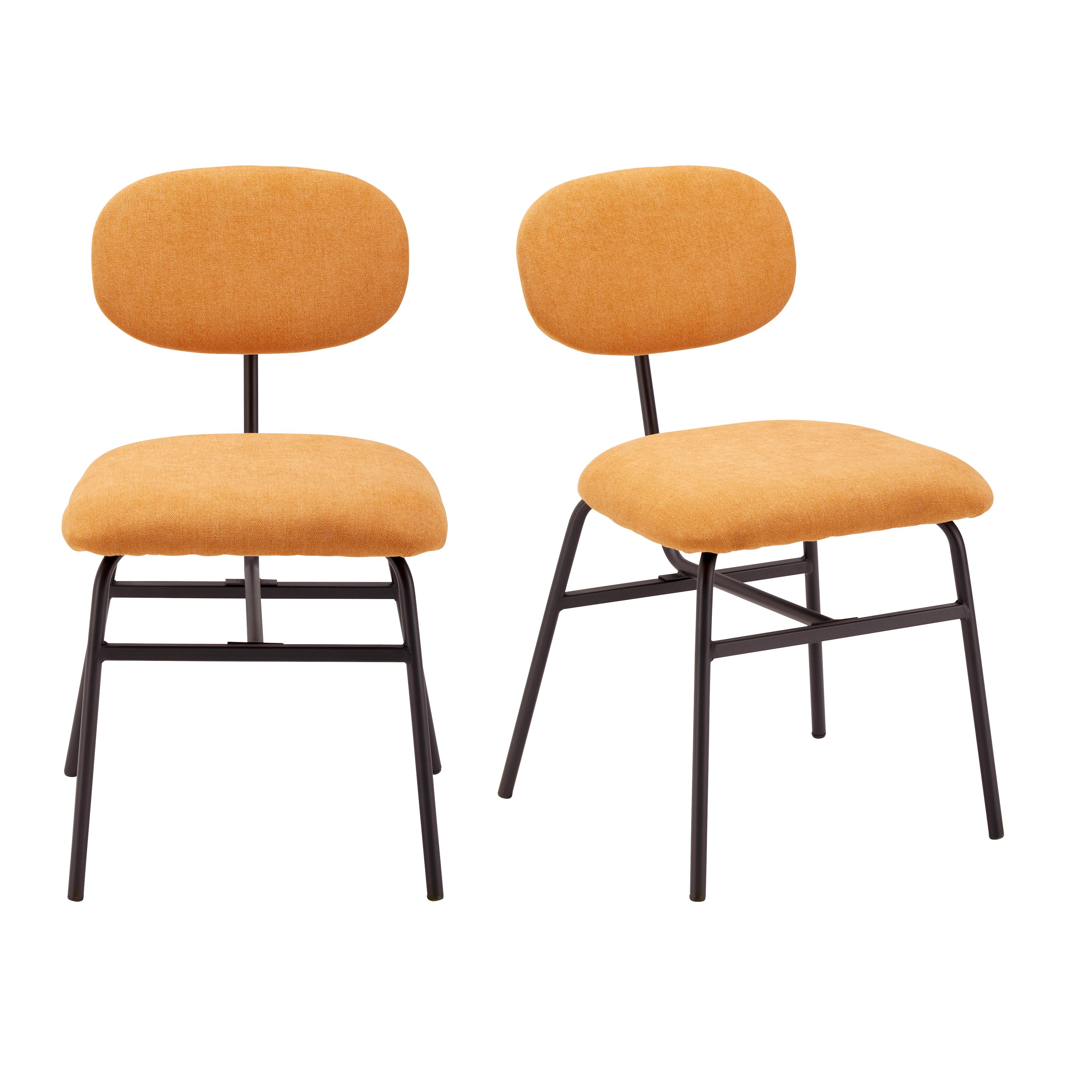Sada 2ks židlí PINO oranžová - oranžová/černá, Moderní, kov/dřevo (46/80/55cm) - PBJ