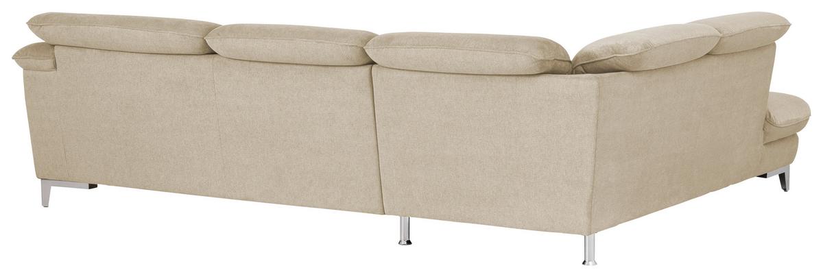 Ecksofa Mit Schlaffunktion Teresa Beige 232x293 Cm - Chromfarben/Beige, Design, Textil (232/293cm) - Livetastic
