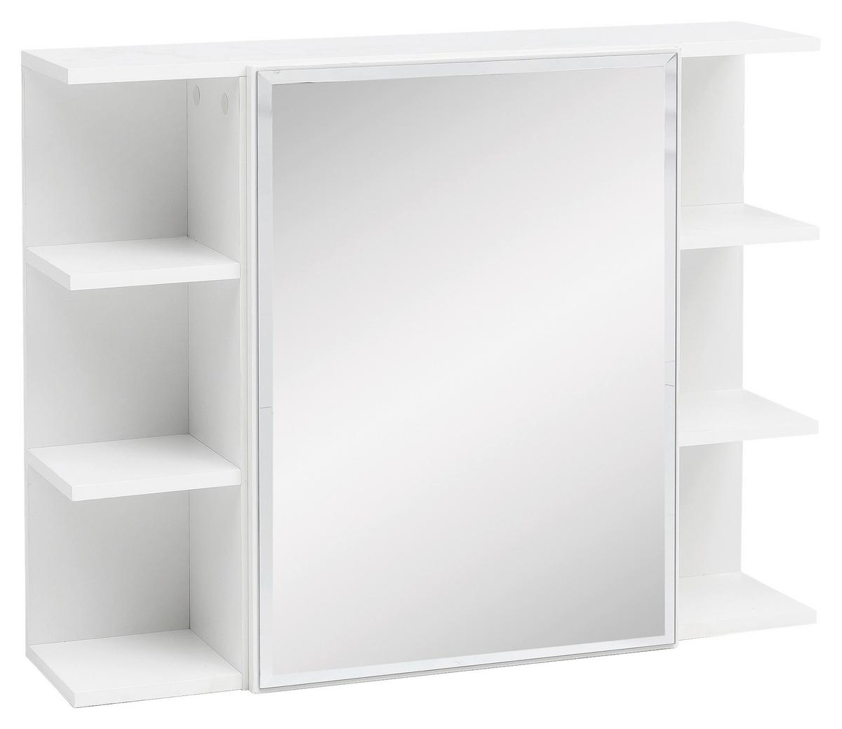 Spiegelschrank 1 Tür Bht: 80x64,5x20 Cm Mit Ablagefächer - Weiß, KONVENTIONELL, Glas/Holzwerkstoff (80/64,5/20cm) - MID.YOU
