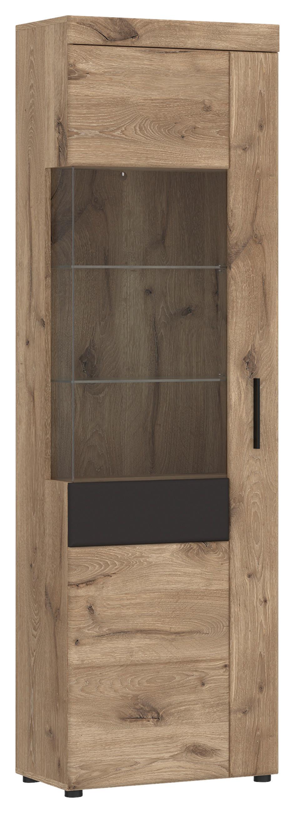 Vtrine Grano Eichefarben B: 58 cm - Eichefarben/Dunkelgrau, Trend, Glas/Holzwerkstoff (58/195/37,4cm)