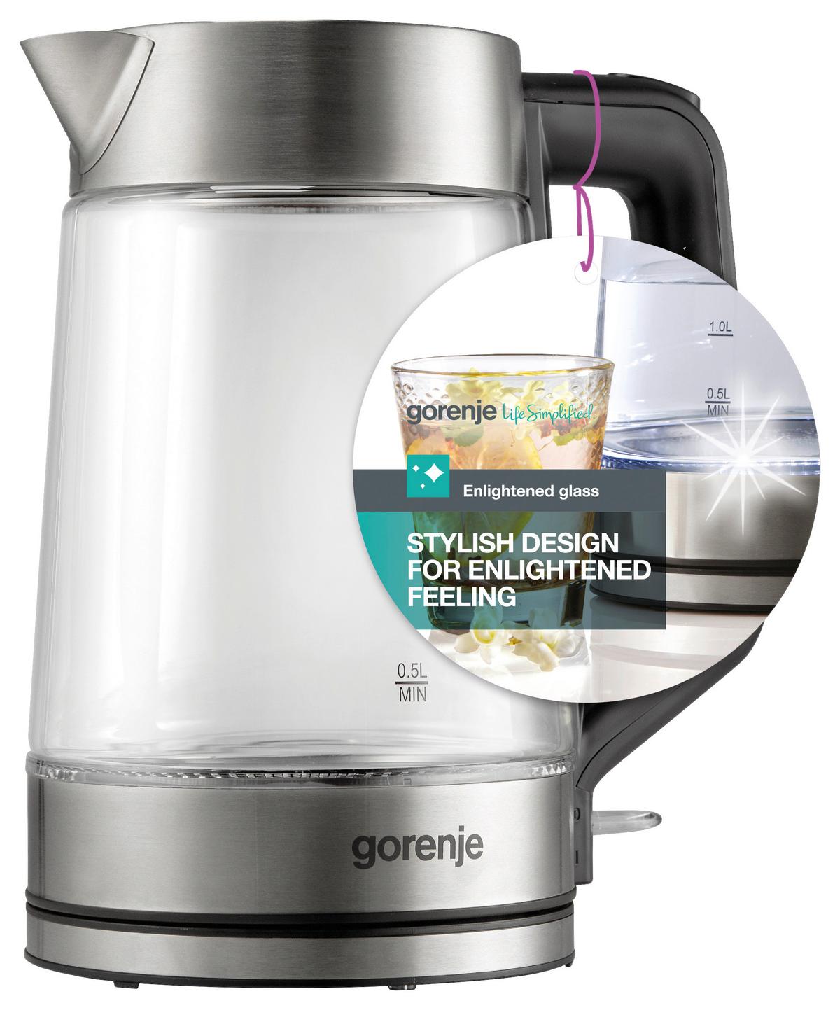 Wasserkocher K17ged - Silberfarben, Basics, Glas (23/27,6/21,4cm) - Gorenje