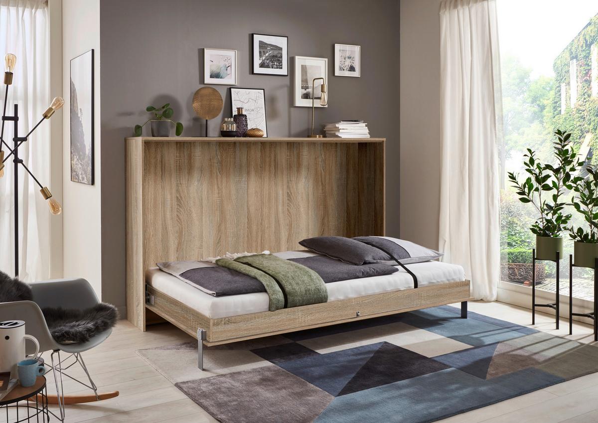 Schrankbett mit Lattenrost 90x200 Juist, Eiche Dekor - Eichefarben, KONVENTIONELL, Holz/Holzwerkstoff (90/200cm) - MID.YOU