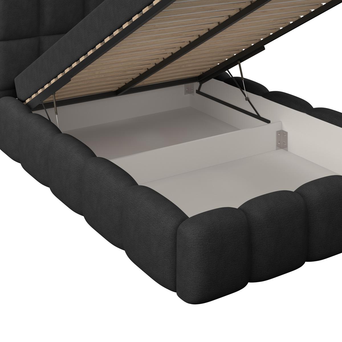 Polsterbett Noe Schwarz 140x200 cm - Schwarz, Trend, Textil/Metall (140/200cm)