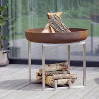 Feuerschale Nagliai M - Edelstahlfarben/Rostfarben, Basics, Metall (63/63/56cm)