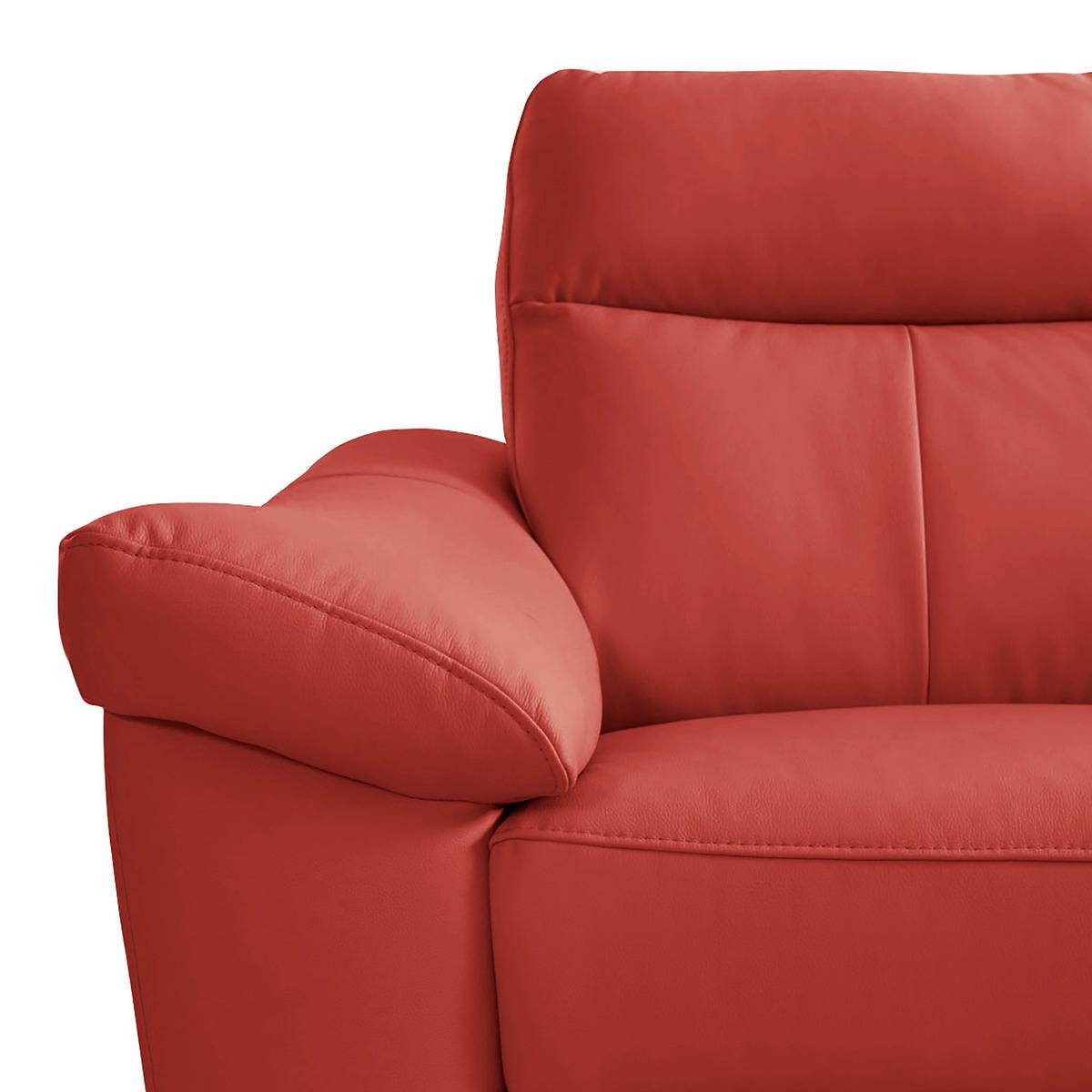 Ecksofa Luna Teilleder Rot 242x194 - Chromfarben/Rot, Design, Leder/Textil (242/194cm) - Livetastic