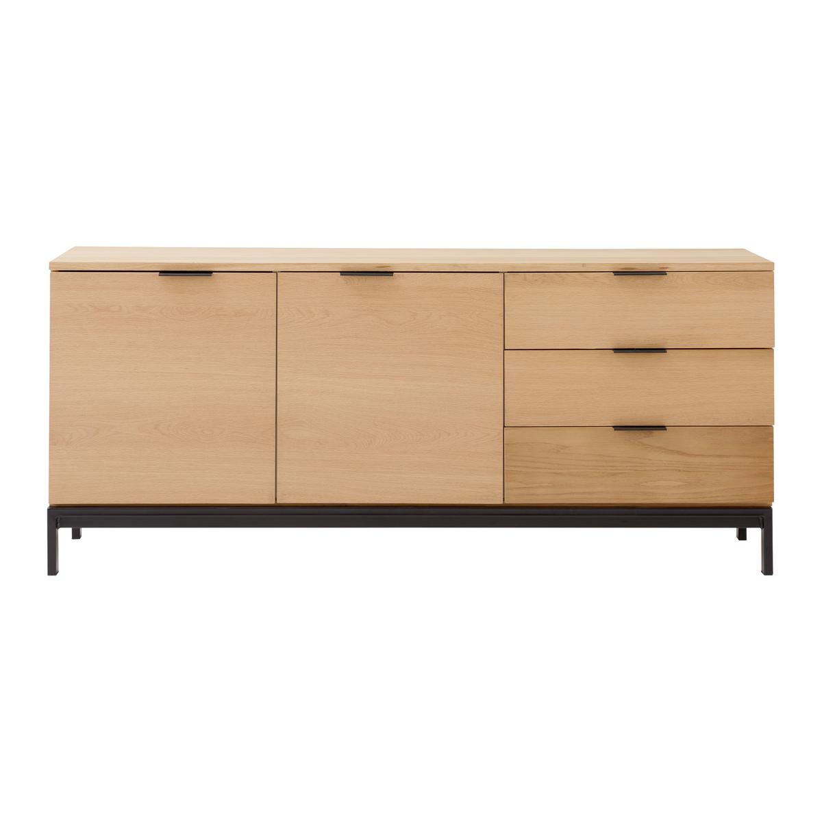 Široká komoda SEBASTIAN prírodné farby - čierna/prírodná farba, Modern, kov/drevo (160/70/40cm) - Bessagi Home