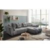 Ecksofa Riska Grau S: 330x197 Cm - Schwarz/Grau, KONVENTIONELL, Textil (330/197cm) - MID.YOU