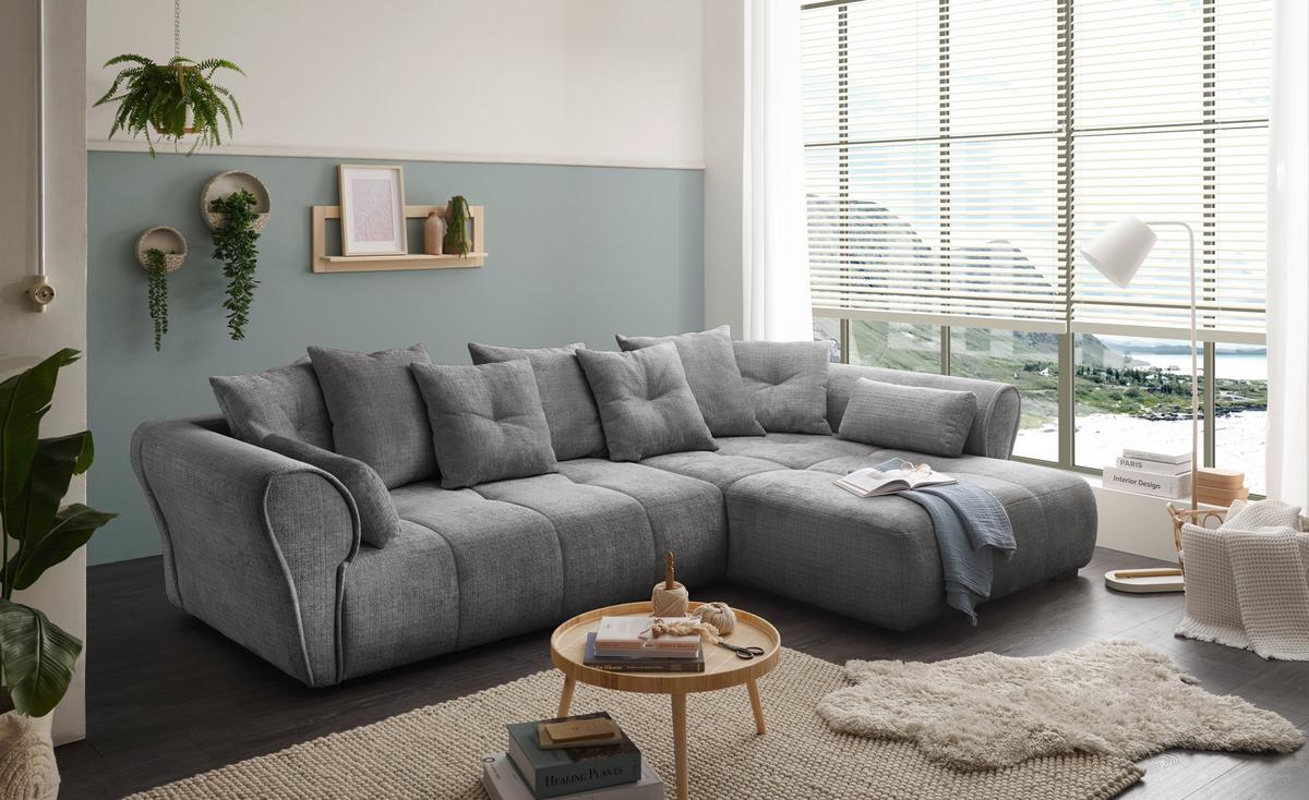 Ecksofa Riska Grau S: 330x197 cm - Schwarz/Grau, KONVENTIONELL, Textil (330/197cm) - MID.YOU