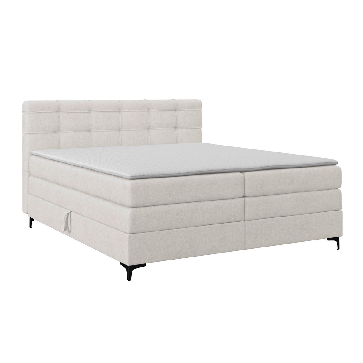 Boxspringbett MITTO Beige 200x200 cm - Beige/Schwarz, KONVENTIONELL, Textil/Metall (200/200cm)
