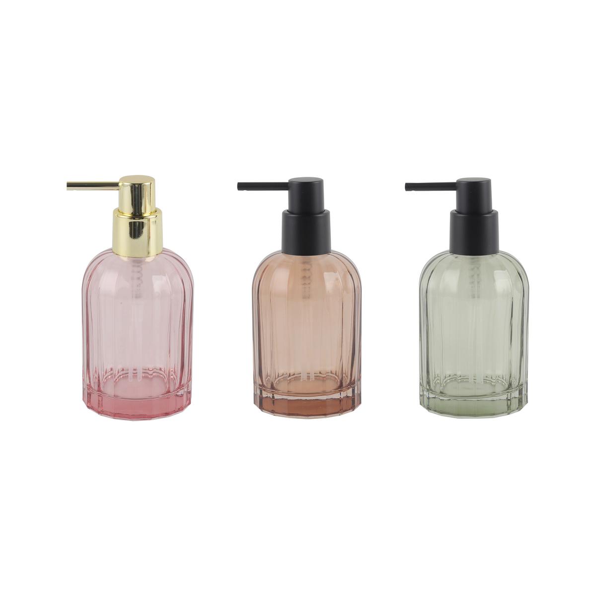 Seifenspender Wilma - Pink/Braun, KONVENTIONELL, Glas/Kunststoff (7.5/15.5cm) - Luca Bessoni