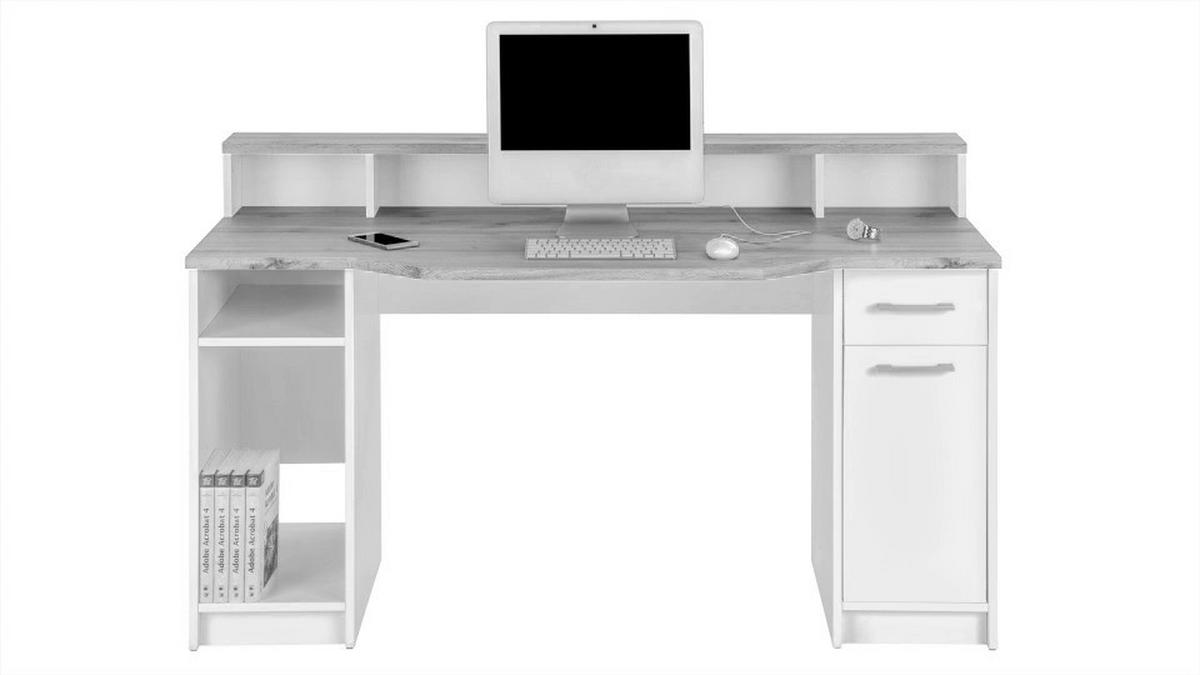 Psací stůl TOBI TOBI MX 166 - bílá/barvy dubu, Moderní, kompozitní dřevo/plast (150/91/68cm)