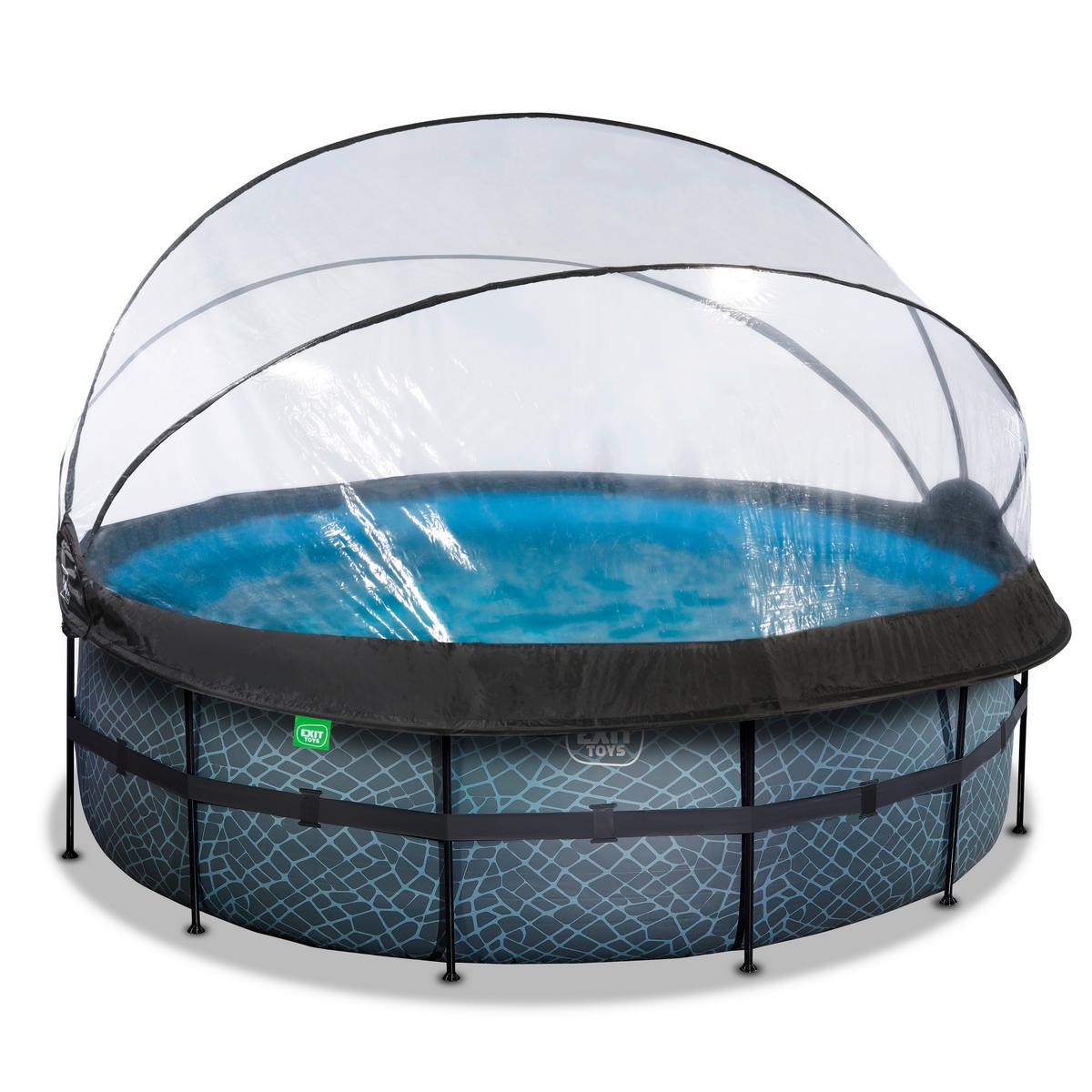 Pool-Set Grau, D/H: 447x320cm - Grau, KONVENTIONELL, Kunststoff (447/320cm) - EXIT Toys