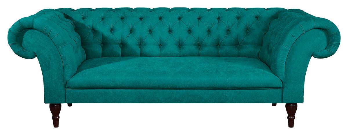 3-Sitzer-Sofa Preston Türkis B: 232 cm - Türkis/Braun, Design, Textil (232/79/97cm) - Livetastic