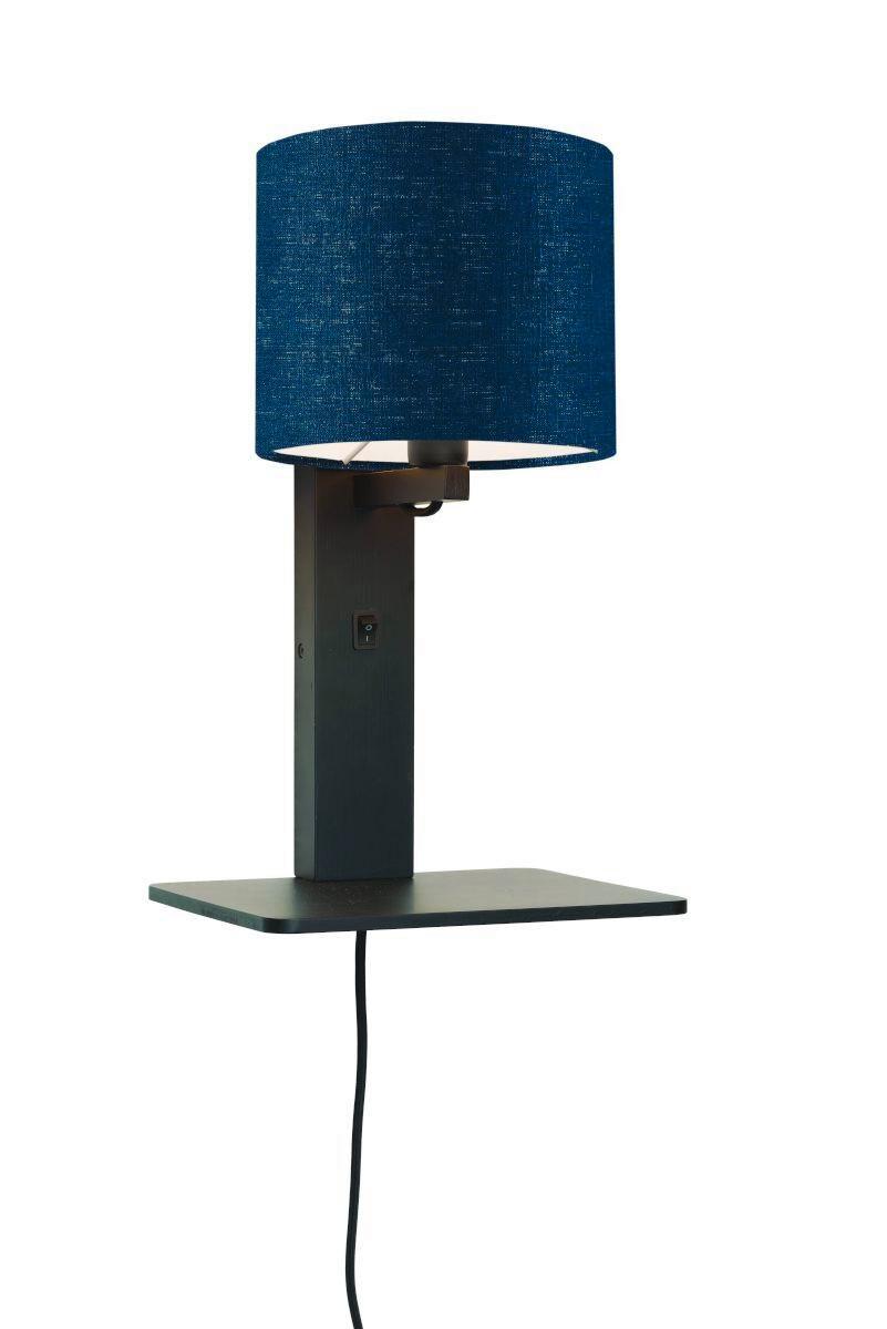 Wandleuchte Andes/W1/B/1815/Bd - Blau/Schwarz, Trend, Holz/Textil (19/24/36cm) - Good & Mojo
