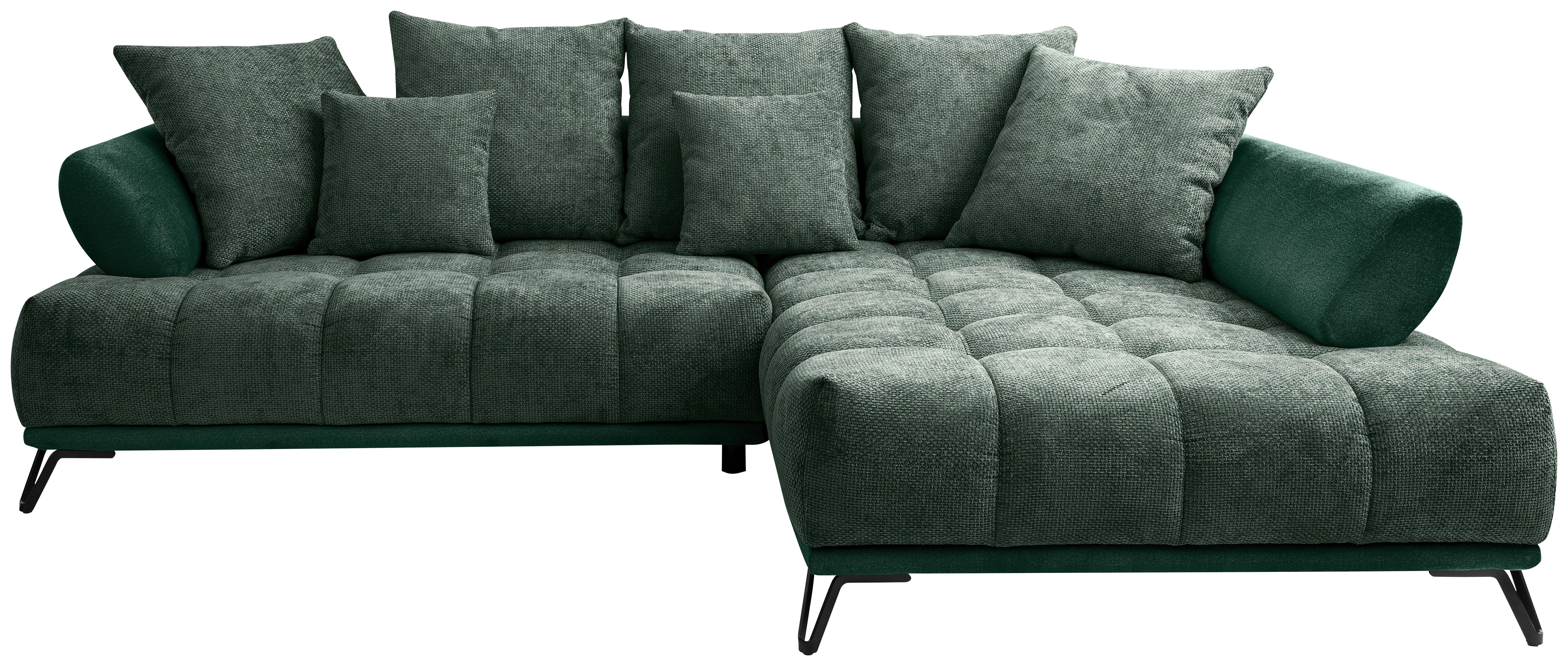 Ecksofa LARGO N Dunkelgrün S: 262x184 cm - Dunkelgrün/Schwarz, MODERN, Textil (262/184cm) - MID.YOU