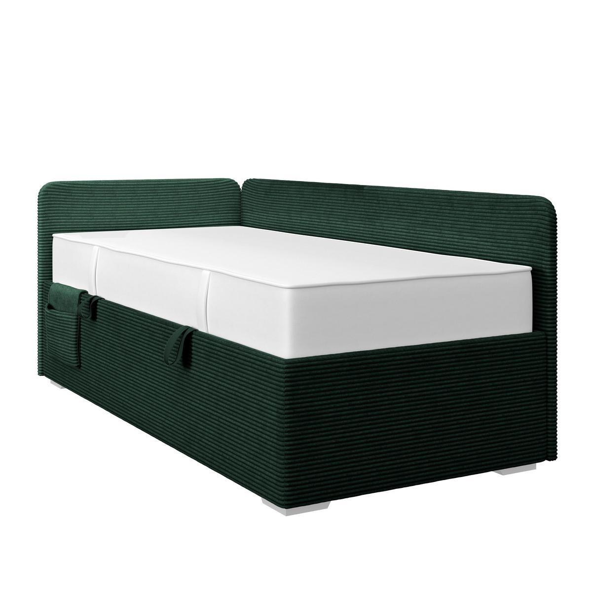 Kárpitozott Ágy Remi 90/200cm - rózsaszín/sötétzöld, Modern, textil/fa (90/200cm)