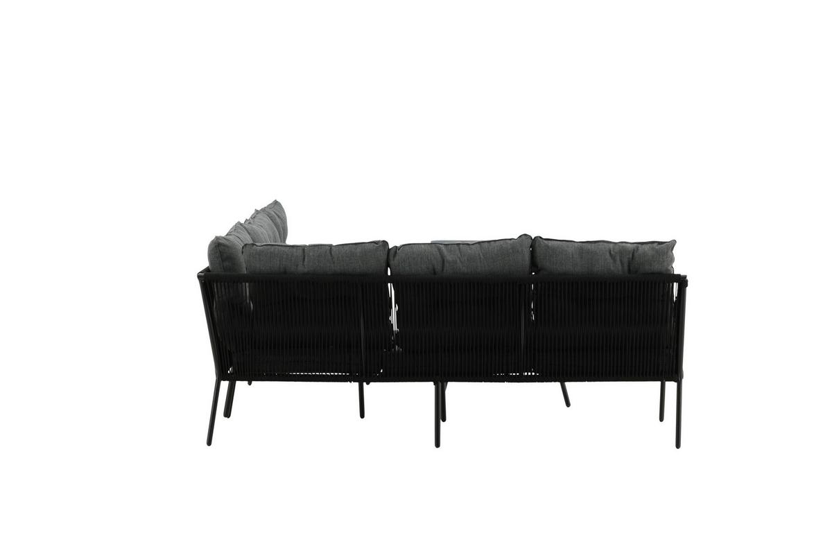 Loungegarnitur 2-tlg Berlin Metall/glas/dekor Mit Kissen - Schwarz, KONVENTIONELL, Metall (173/196cm) - Gardenson