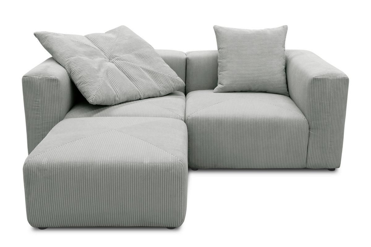 Ecksofa Hellgrau B: 216 Cm - Hellgrau/Schwarz, Design, Textil (216/69/193cm) - MID.YOU