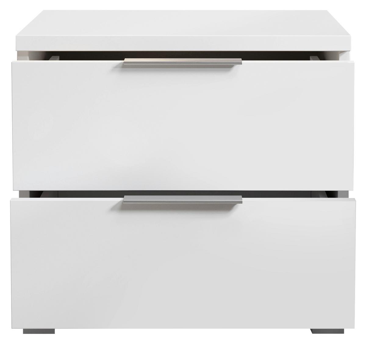 Nachtkästchen Smilla 2l W - Alufarben/Weiß, KONVENTIONELL, Holzwerkstoff (46/43/42cm)