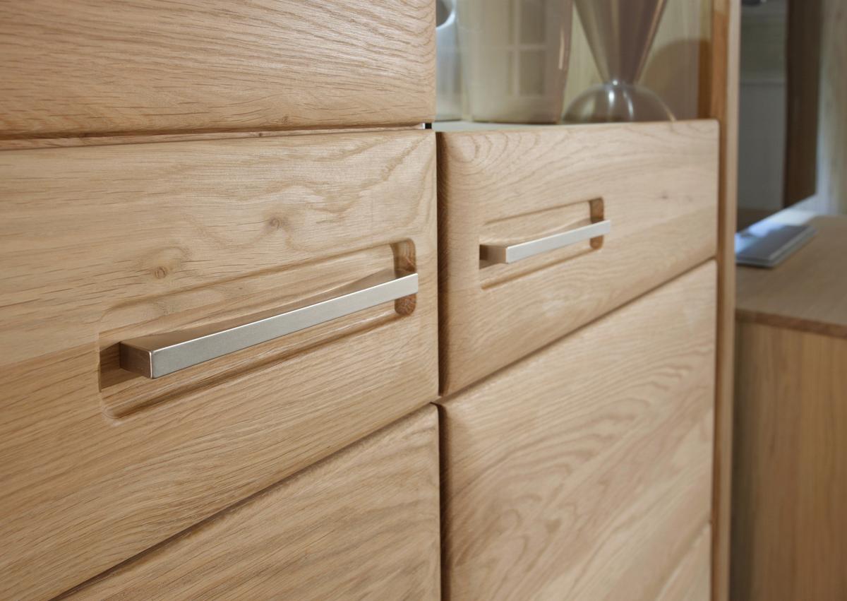 Highboard teilmassiv B: 107 cm Sena Eichefarben - Eichefarben, Design, Glas/Holz (107/131/38cm) - Livetastic